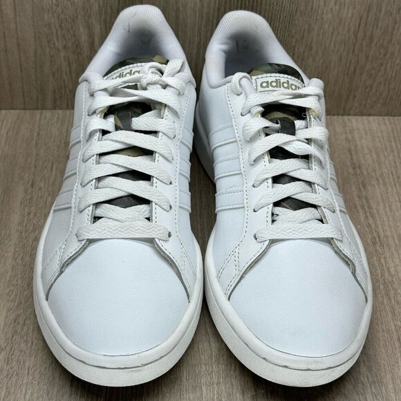 Adidas Shoes Mens Sz 7 Grand Court Tennis Cloudfoam Leather White Camo H04549 - Picture 5 of 12